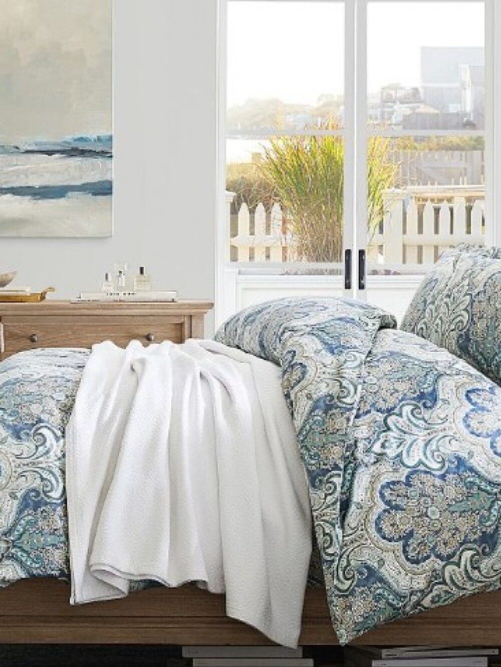 NEW Pottery Barn Jordana Paisley King/Cal King Duvet Blue